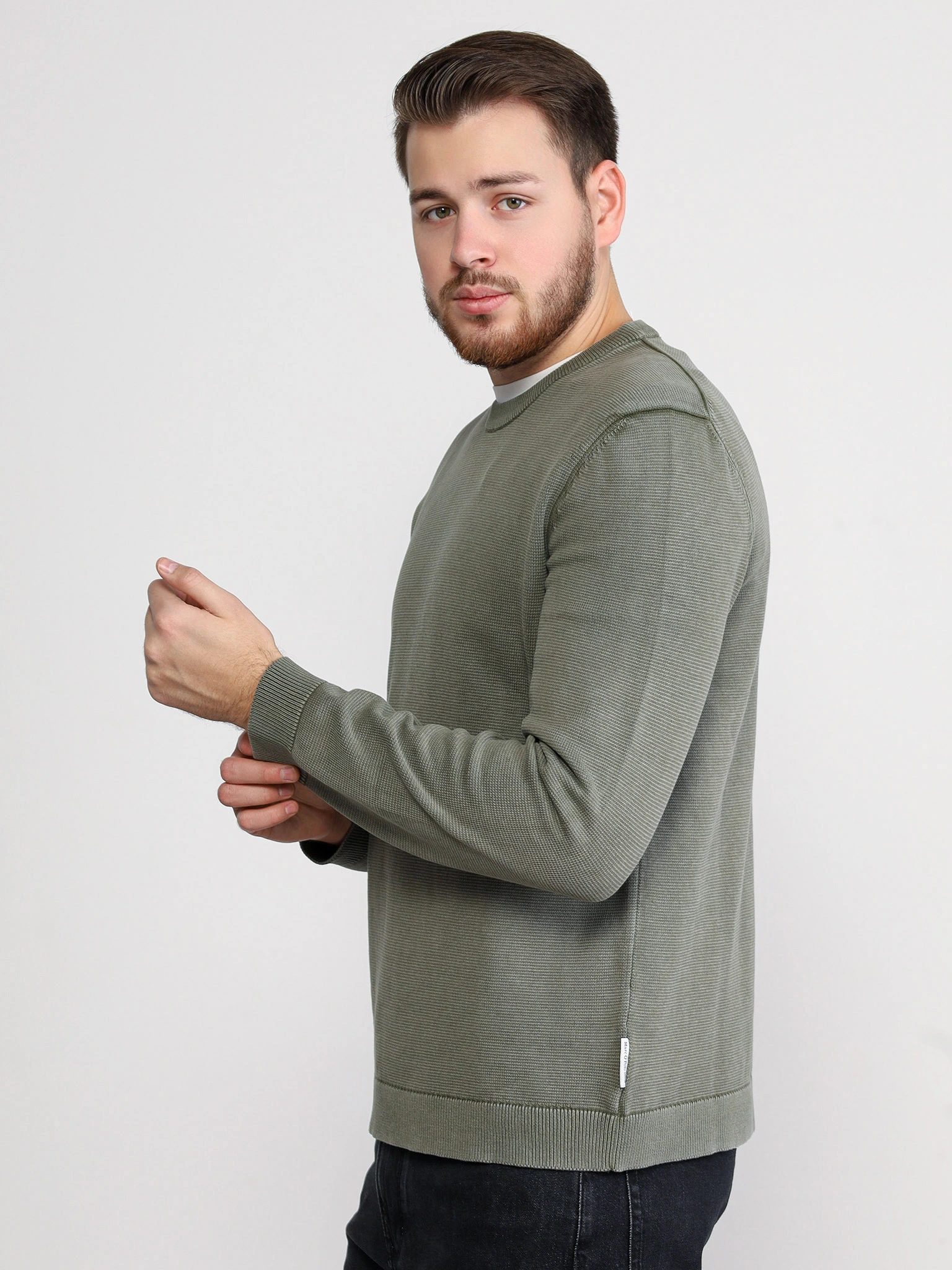 Пуловер цвета хаки из хлопка